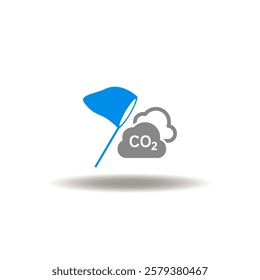 Vector illustration of buttefly net catching CO2 cloud. Symbol of carbon capture.