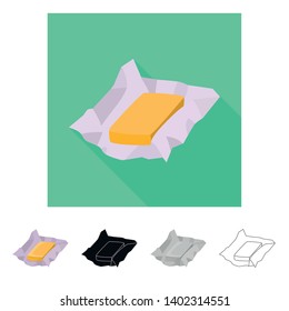 Vector illustration of butter and pack symbol. Collection of butter and foil stock symbol for web.