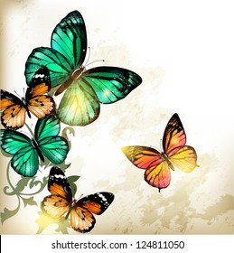 Vector illustration with butterflies
