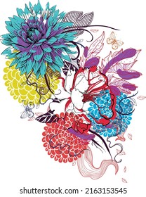 vector illustration butterflies and flowers l vector illustration 
