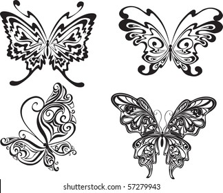 vector illustration. Butterflies isolated on a white background