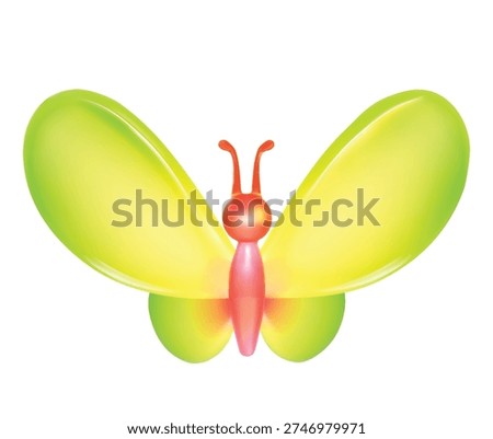 Vector illustration of butterfly. 3D spring and summer element