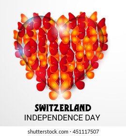 Vector illustration of a Butterfly background for Swiss National day, Switzerland Independence Day. 
