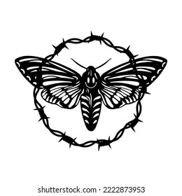 vector illustration of a butterfly with barbed wire