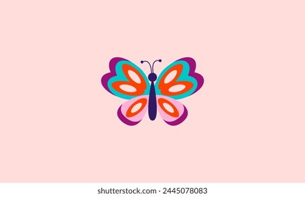 Ilustración vectorial del diseño plano de la belleza de la mariposa
