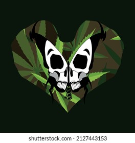 vector illustration butterfly and cannabis