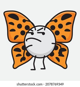 Vector Illustration of Butterfly Character with cute face, simple hands and leg line art on Isolated Background