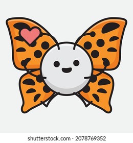 Vector Illustration of Butterfly Character with cute face, simple hands and leg line art on Isolated Background