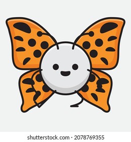 Vector Illustration of Butterfly Character with cute face, simple hands and leg line art on Isolated Background