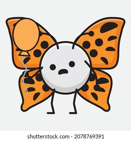 Vector Illustration of Butterfly Character with cute face, simple hands and leg line art on Isolated Background