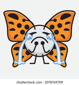 Vector Illustration of Butterfly Character with cute face, simple hands and leg line art on Isolated Background