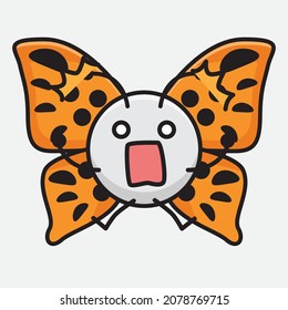 Vector Illustration of Butterfly Character with cute face, simple hands and leg line art on Isolated Background