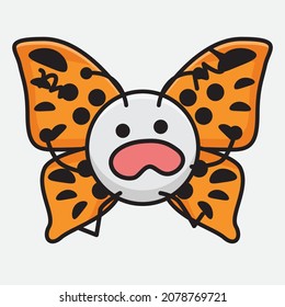 Vector Illustration of Butterfly Character with cute face, simple hands and leg line art on Isolated Background
