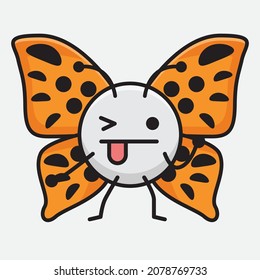 Vector Illustration of Butterfly Character with cute face, simple hands and leg line art on Isolated Background