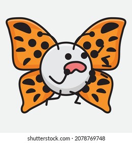 Vector Illustration of Butterfly Character with cute face, simple hands and leg line art on Isolated Background
