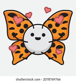 Vector Illustration of Butterfly Character with cute face, simple hands and leg line art on Isolated Background