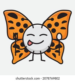 Vector Illustration of Butterfly Character with cute face, simple hands and leg line art on Isolated Background