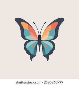 vector illustration of a butterfly with a charming color. a colorful butterfly with a colorful pattern on it. Abstract Butterfly Wings. Exotic Moth Decor. Elegant Flying Insect.