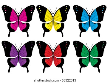 Vector illustration of butterfly collection