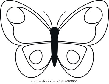 Ilustración vectorial de una mariposa para colorear.