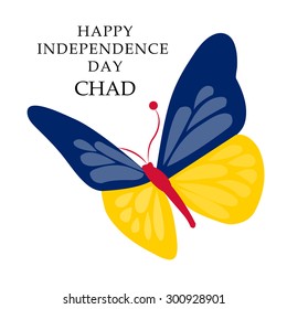 Vector illustration of a Butterfly fill with Flag color for Chad Independence Day.