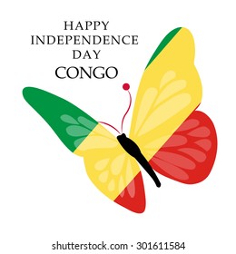 Vector illustration of a Butterfly fill with Flag color for Congo Independence Day.