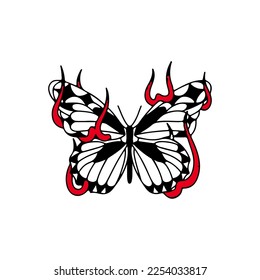 ilustración vectorial de una mariposa con fuego