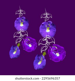 Vector illustration of a butterfly flower