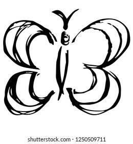 Vector Illustration of Butterfly Hand Drawn or Sketch for Isolated Graphic Design Outline, Sign, Symbol and more