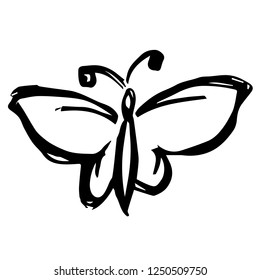 Vector Illustration of Butterfly Hand Drawn or Sketch for Isolated Graphic Design Outline, Sign, Symbol and more