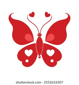 Vector illustration of a butterfly with heart wings