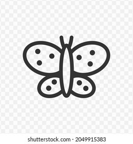 Vector Illustration Of Butterfly Icon In Dark Color And Transparent Background(png).