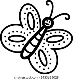 Vector illustration of a butterfly. The icon of the outline of the butterfly silhouette. A clipart is an image highlighted on a white background. The page of the coloring book
