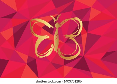Vector Illustration of Butterfly Icon with Red Polygon and Geometric. Graphic Design for Template, Layout, Background, Poster and More.