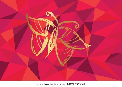 Vector Illustration of Butterfly Icon with Red Polygon and Geometric. Graphic Design for Template, Layout, Background, Poster and More.