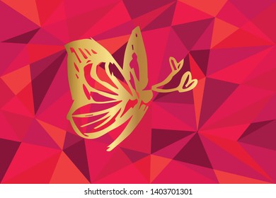 Vector Illustration of Butterfly Icon with Red Polygon and Geometric. Graphic Design for Template, Layout, Background, Poster and More.