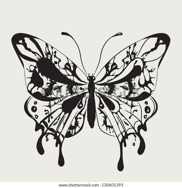 Vector Illustration Butterfly Ink Splatters Original Stock Vector ...