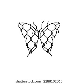 vector illustration butterfly iron fence concept
