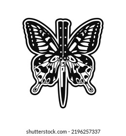 vector illustration of a butterfly with a knife