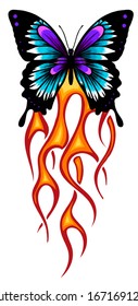 vector Illustration of a butterfly made of fire