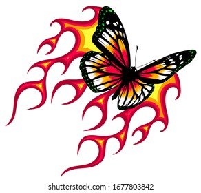 vector Illustration of a butterfly made of fire