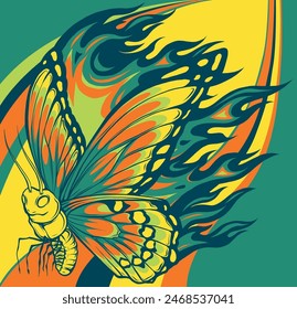 vector Illustration of a butterfly made of fire