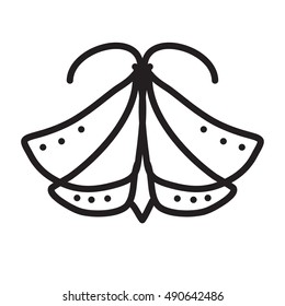 A vector illustration of butterfly or moth, night-fly,  Butterfly icon. 