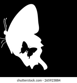 Vector illustration of a butterfly on a black background.