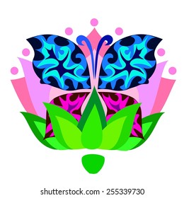 Vector illustration of a butterfly on a flower
