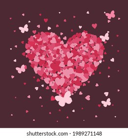 vector illustration of butterfly on heart shape