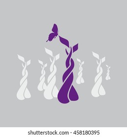 Vector illustration of butterfly on purple plant