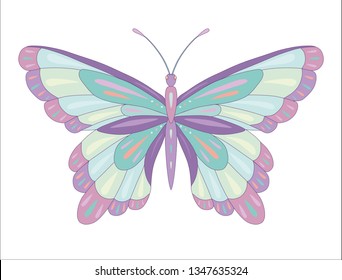 Сolor vector illustration of a butterfly on white background