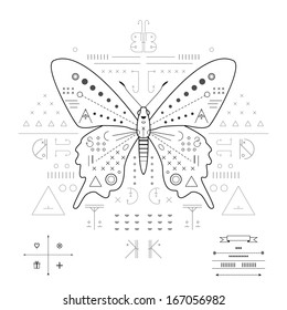 Vector illustration - butterfly on a white background