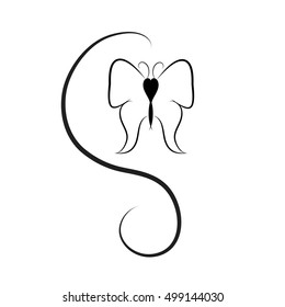 Vector illustration of butterfly on a white background.